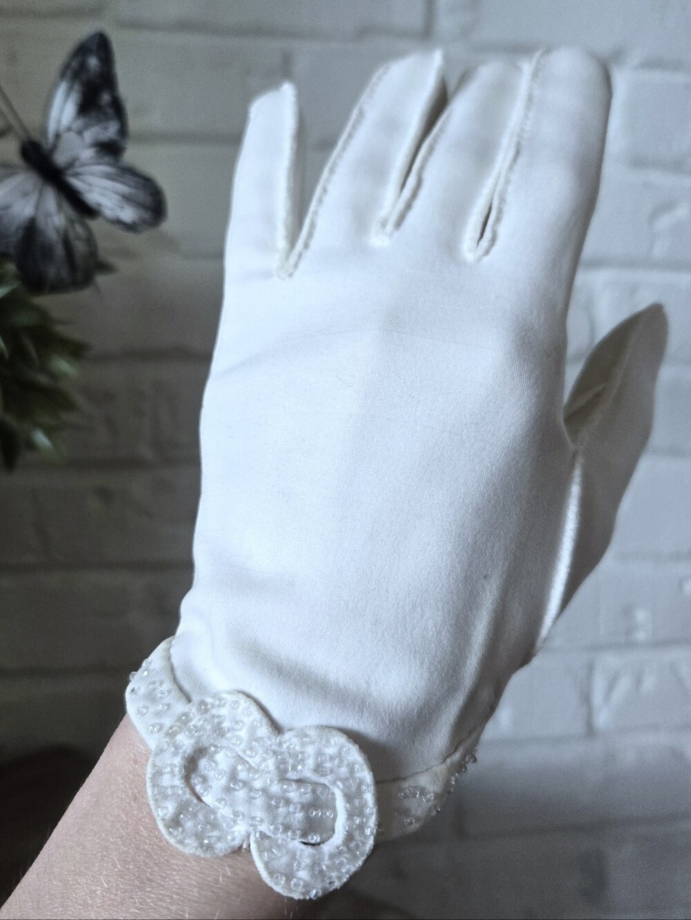 Vtg 50s 60s Beaded Cocktail Gloves, Party, Wedding, Bridal